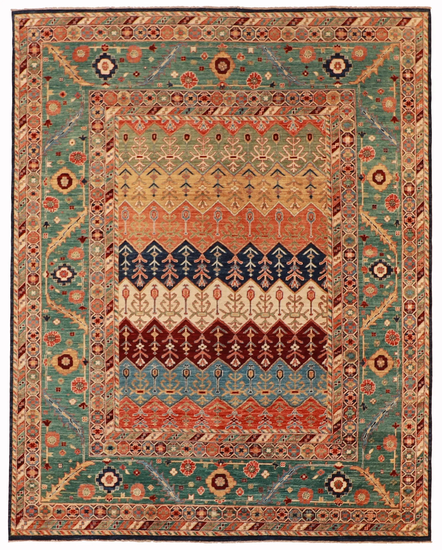 8x10 - Golgole Wool All Over Rectangle - Hand Knotted Rug