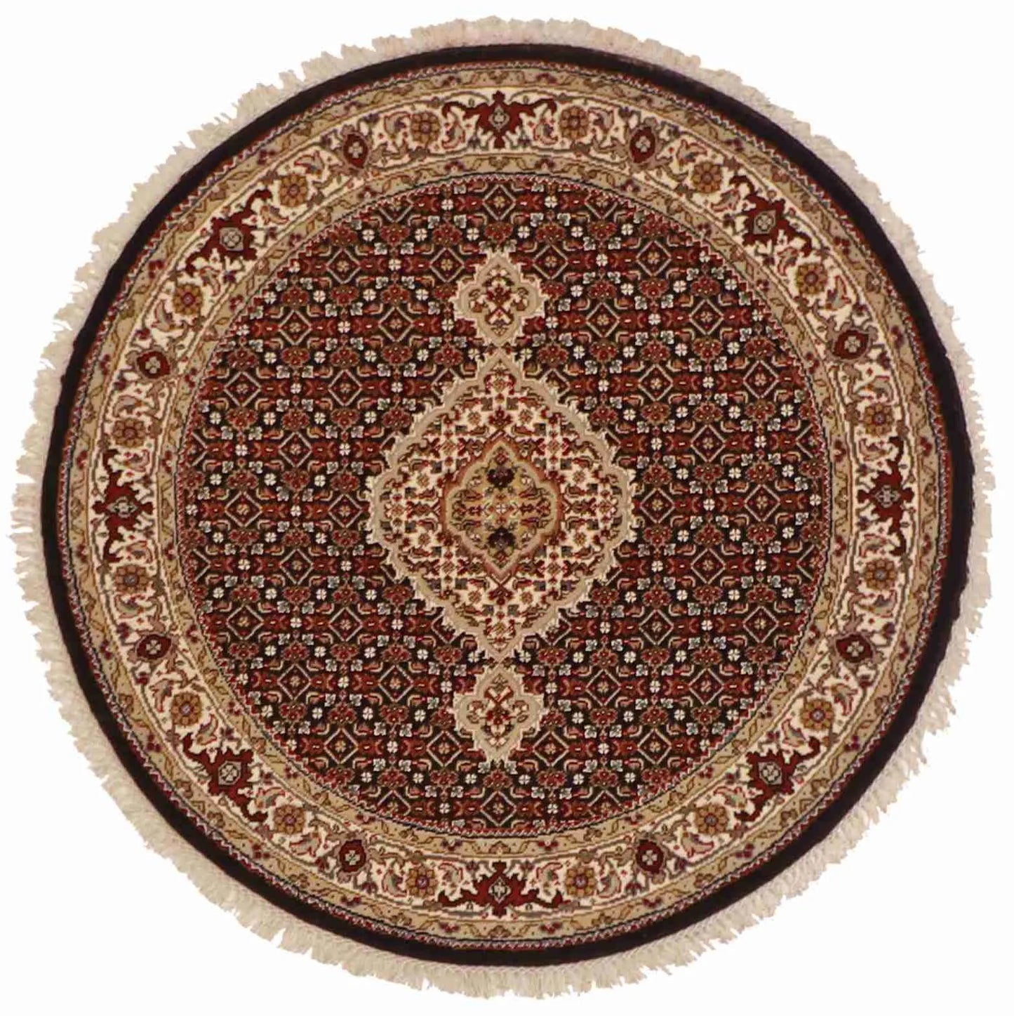 Round - Tabriz Wool/Silk Mahie - Hand Knotted Rug