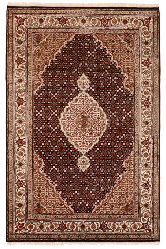 4x6 - Mahal Fine/Wool/Silk Tabriz Rectangle - Hand Knotted Rug