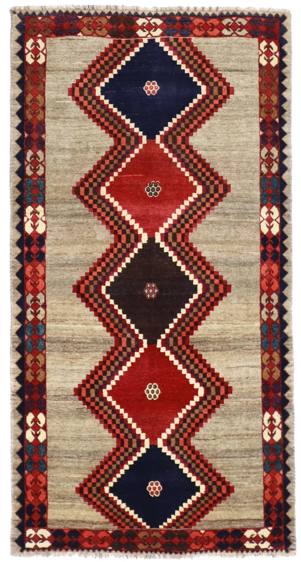 3.7x6.9 - Gabbeh Fine/Wool All Over Rectangle - Hand Knotted Rug