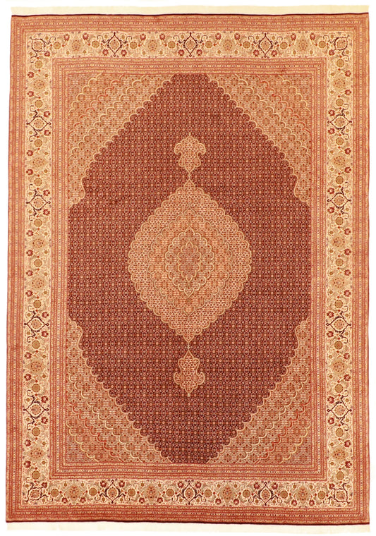 9x12 - Tabriz Fine/Wool/Silk Mahie Rectangle - Hand Knotted Rug