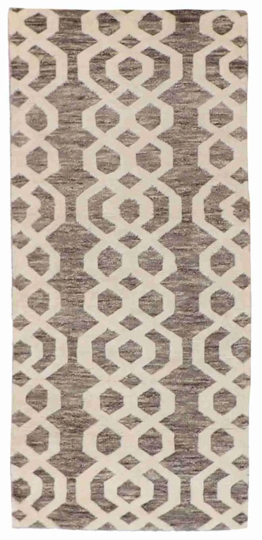 Runner - Modern Fine All Over Rectangle - Hand Knotted Rug