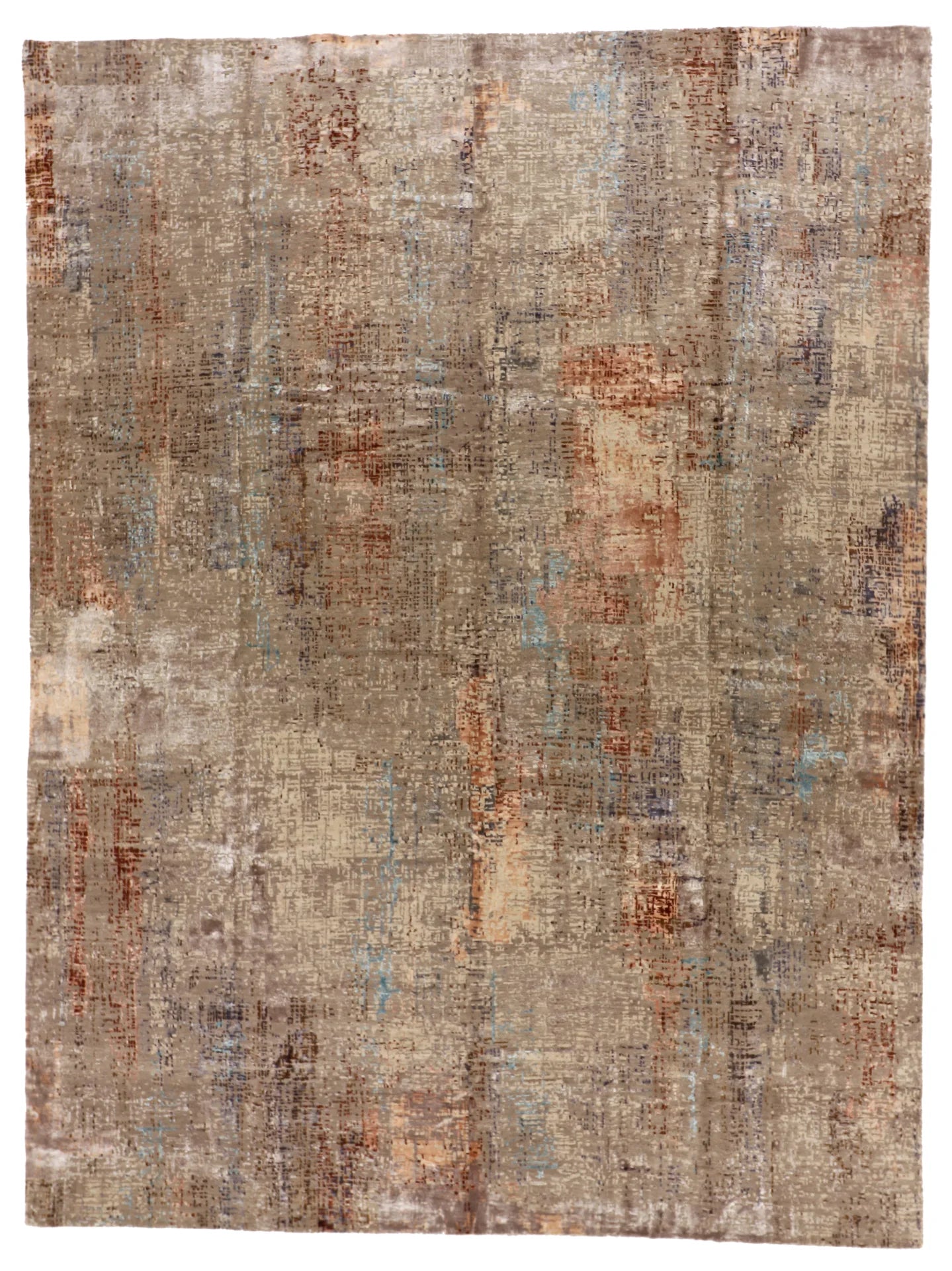 8.1x11.1 - Modern Wool/Silk All Over Rectangle - Hand Knotted Rug
