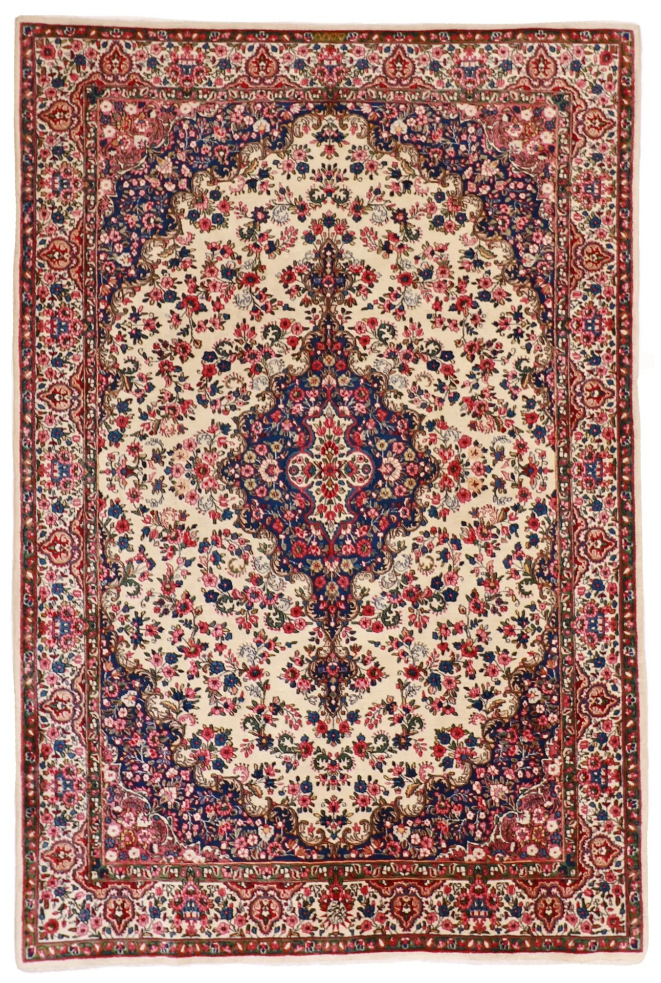 6x9 - Kerman Fine Floral Rectangle - Hand Knotted Rug