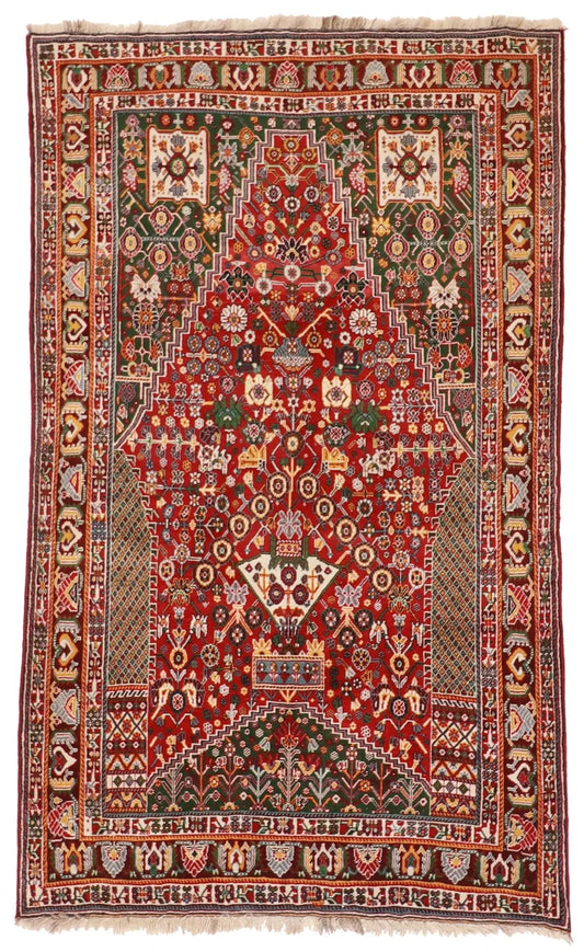 5x7 - Gashgai Fine Wool Geometric Rectangle - Hand Knotted Rug